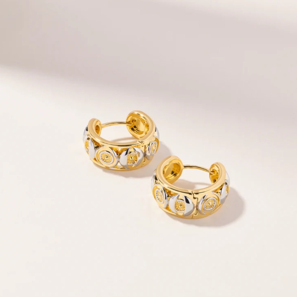 Nina Berenato Jewelry | Aura Huggies | Mixed Metal Earrings